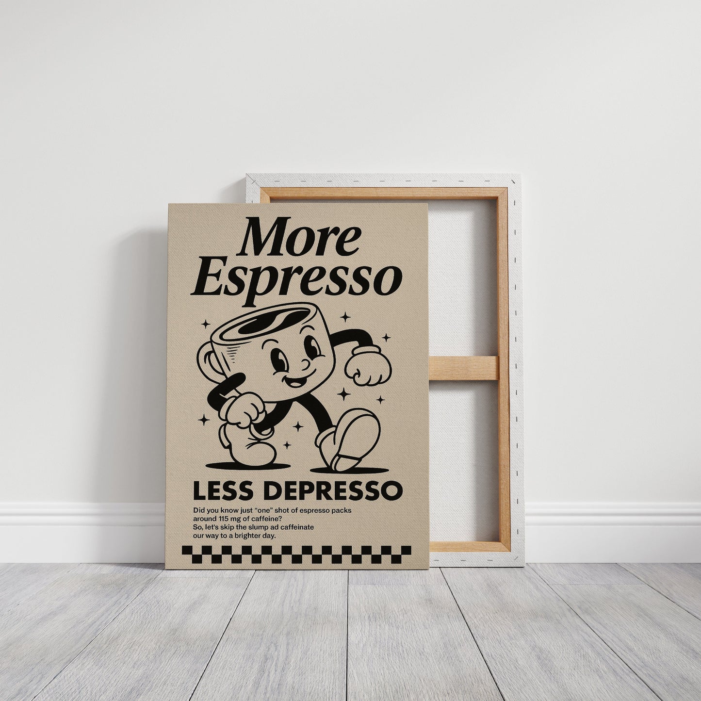 More Espresso, Less Depresso – Vintage Kaffee Poster Kunstdruck