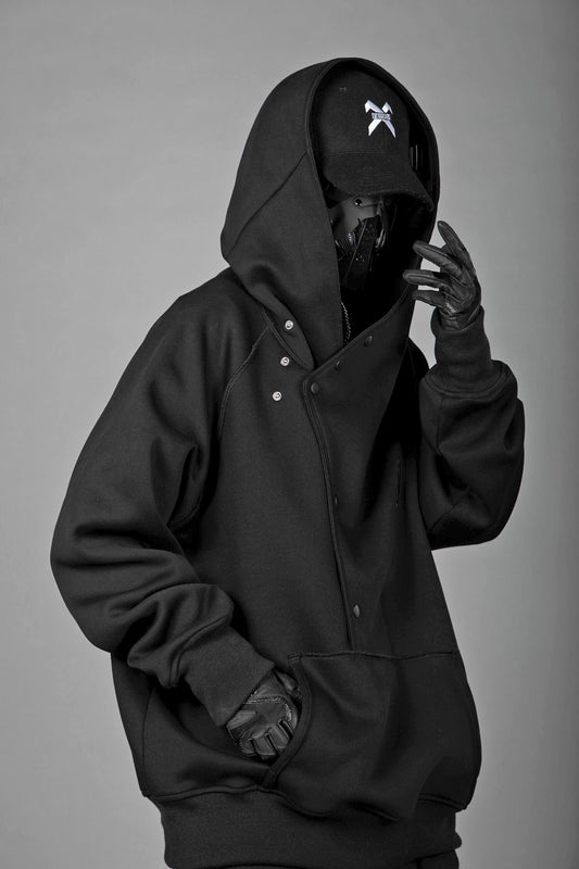 Sweat à capuche HiH38 noir à couches