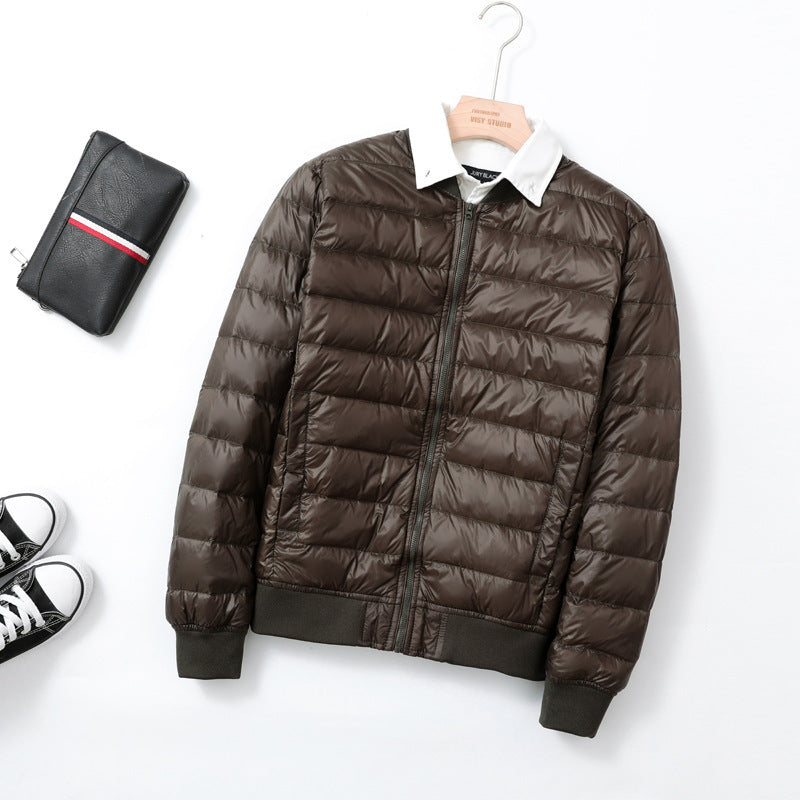 Lightweight Down Jacket With A Baseball Collar