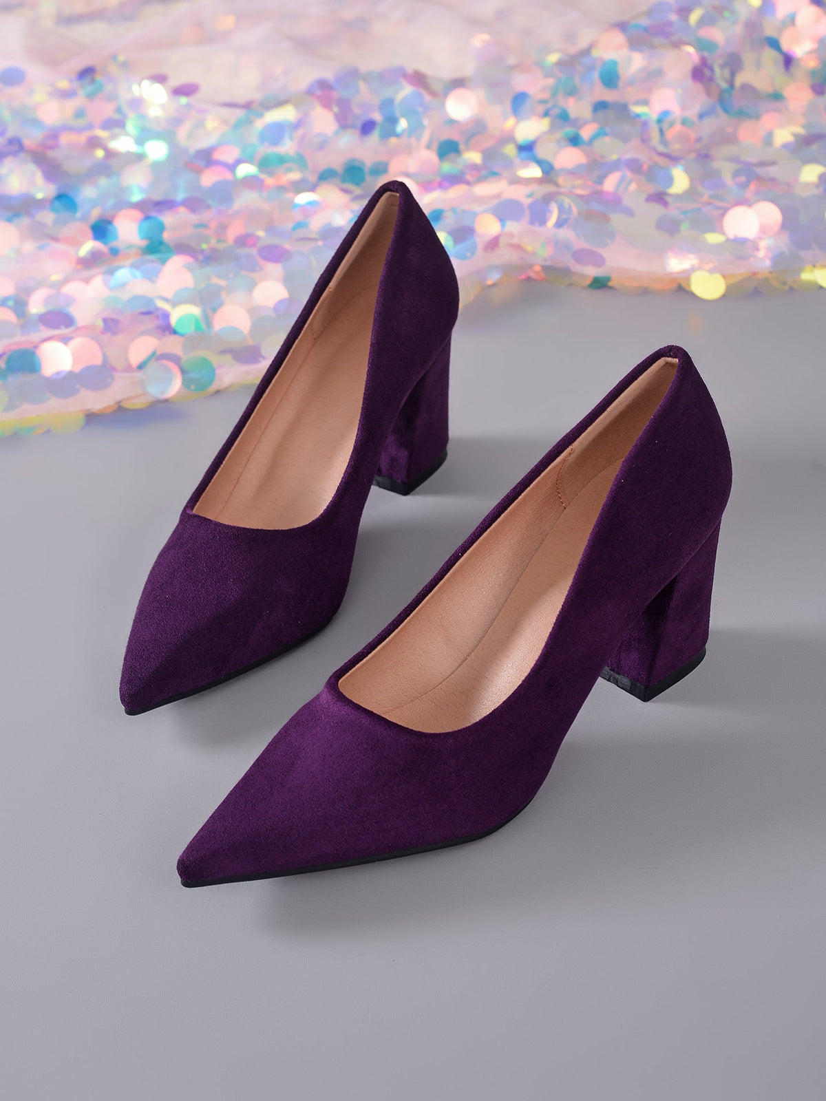 Womens Stylish Block-heeled Work Pumps