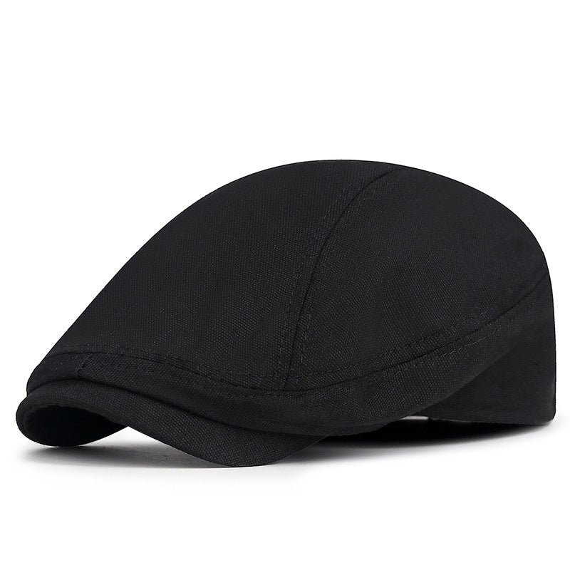 Retro British Canvas Beret Solid Color Minimalist