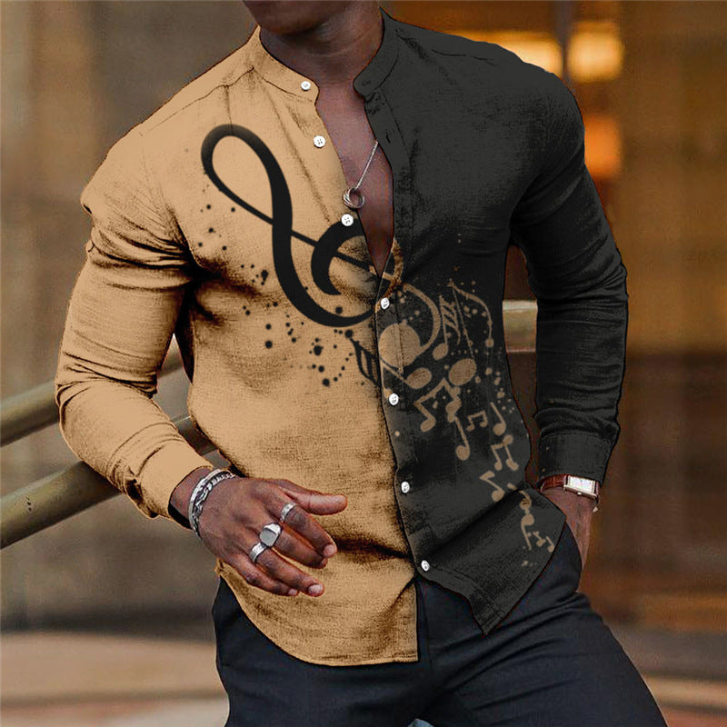 Mens Breathable Long-sleeve Printed Shirt