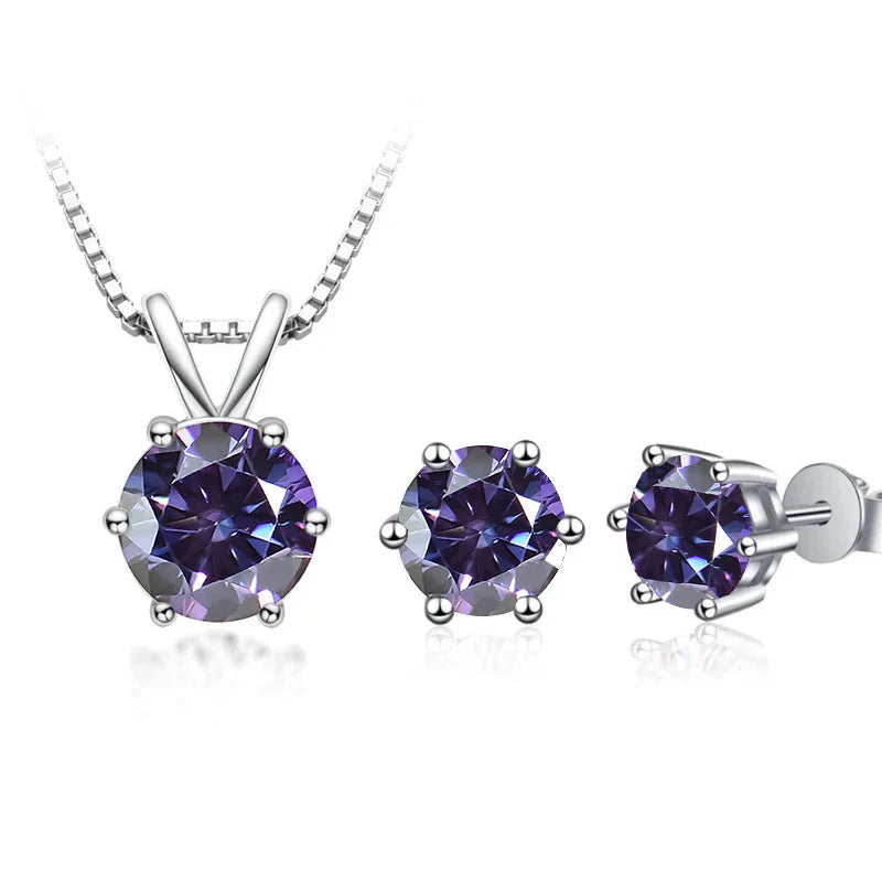 3Ct Moissanit Halskette Ohrringe Set 925 Sterling Silber GRA Zertifikat Hochzeit