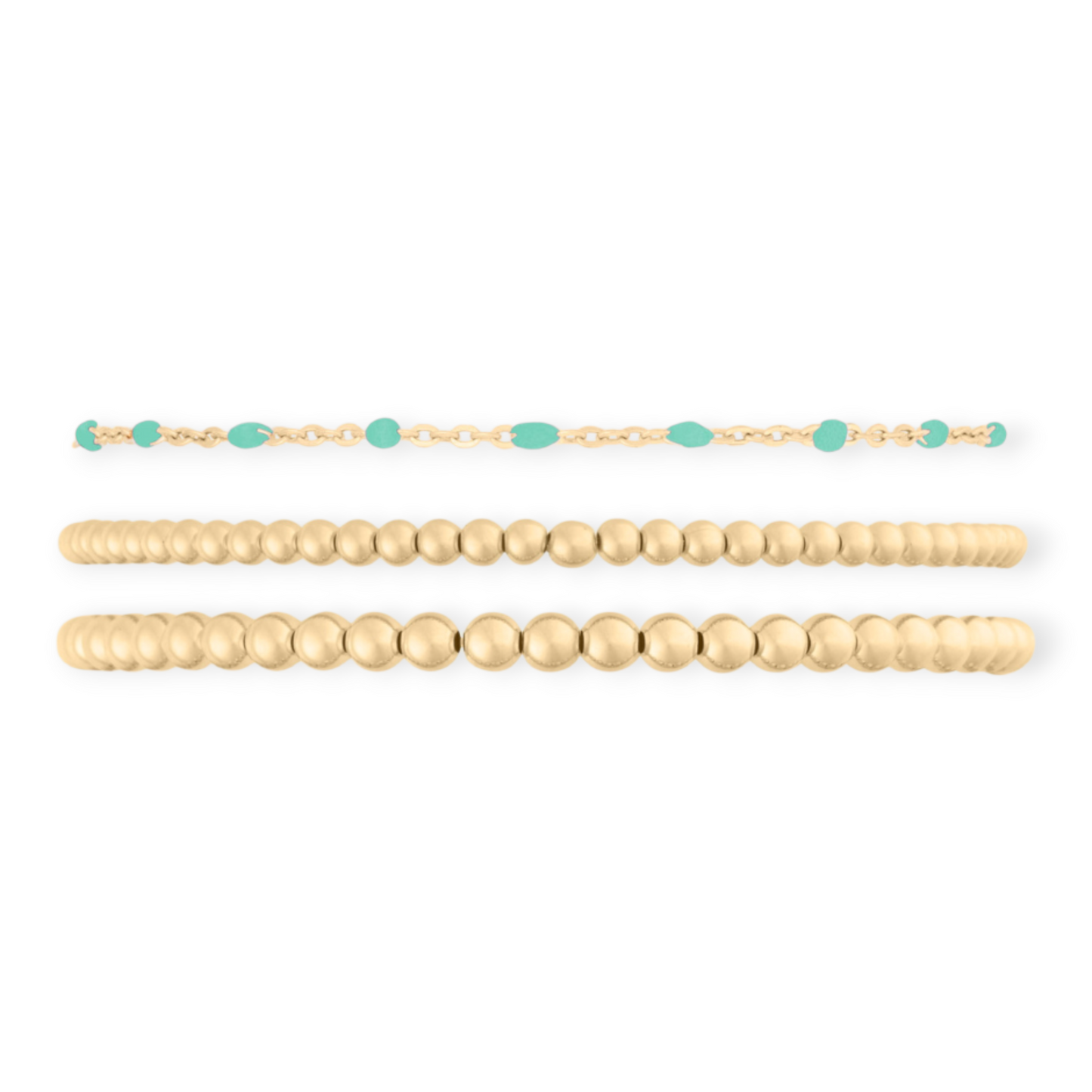 Turquoise Daisy + Juno Bracelet Triple Stack (3+4mm)