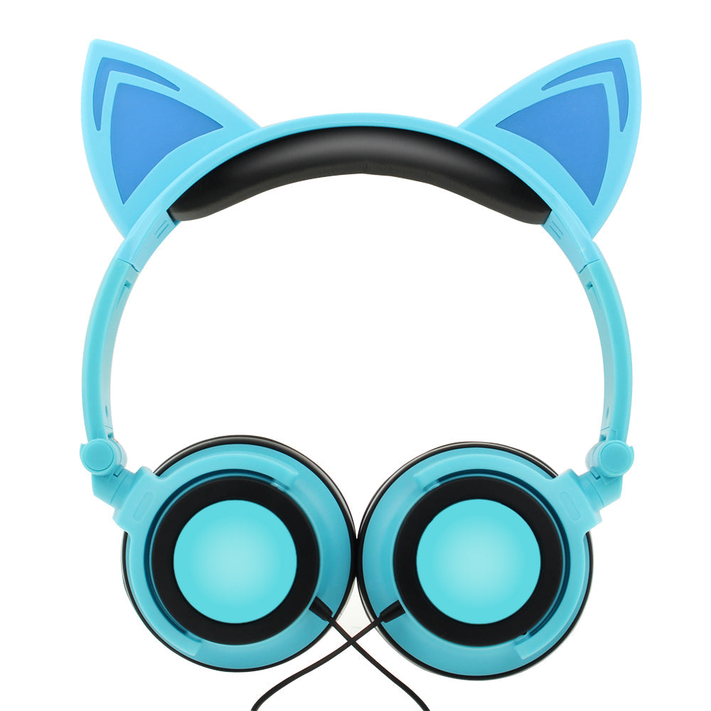 Luxury New Popular Esonstyle Kids Headphones Over Ear with LED Glowing Cat Ears,Safe Wired Kids Headsets 85dB Volume Limited, Food Grade Silicone, 3.5mm Aux Jack, Cat-Inspired Purple Headphones for Girls and Kids