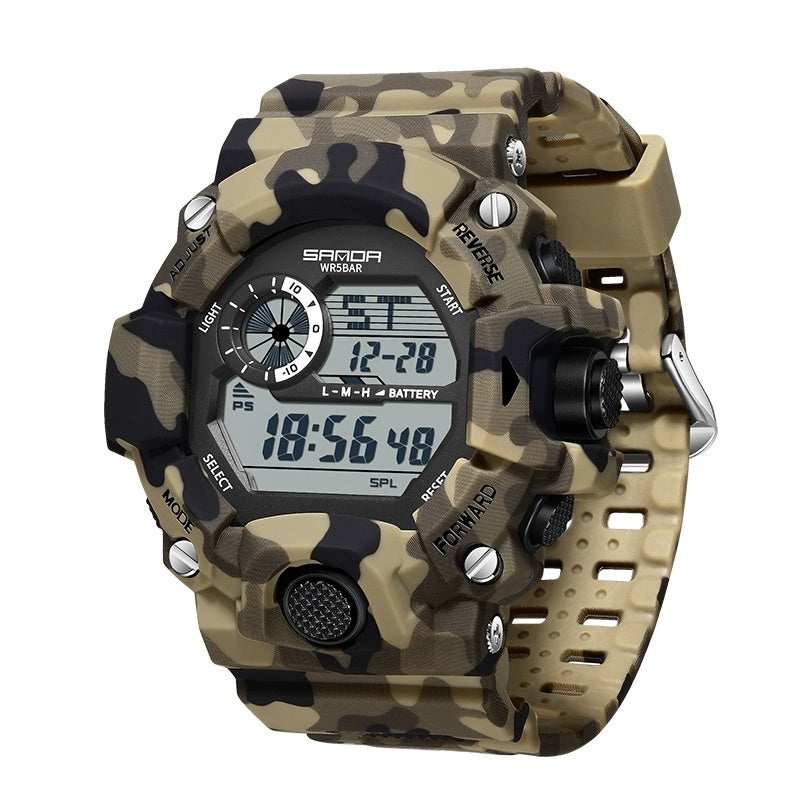 Shock Military Army Mens Watch In Camouflage  Style With LED Digital Back Light With Luminous  Effect