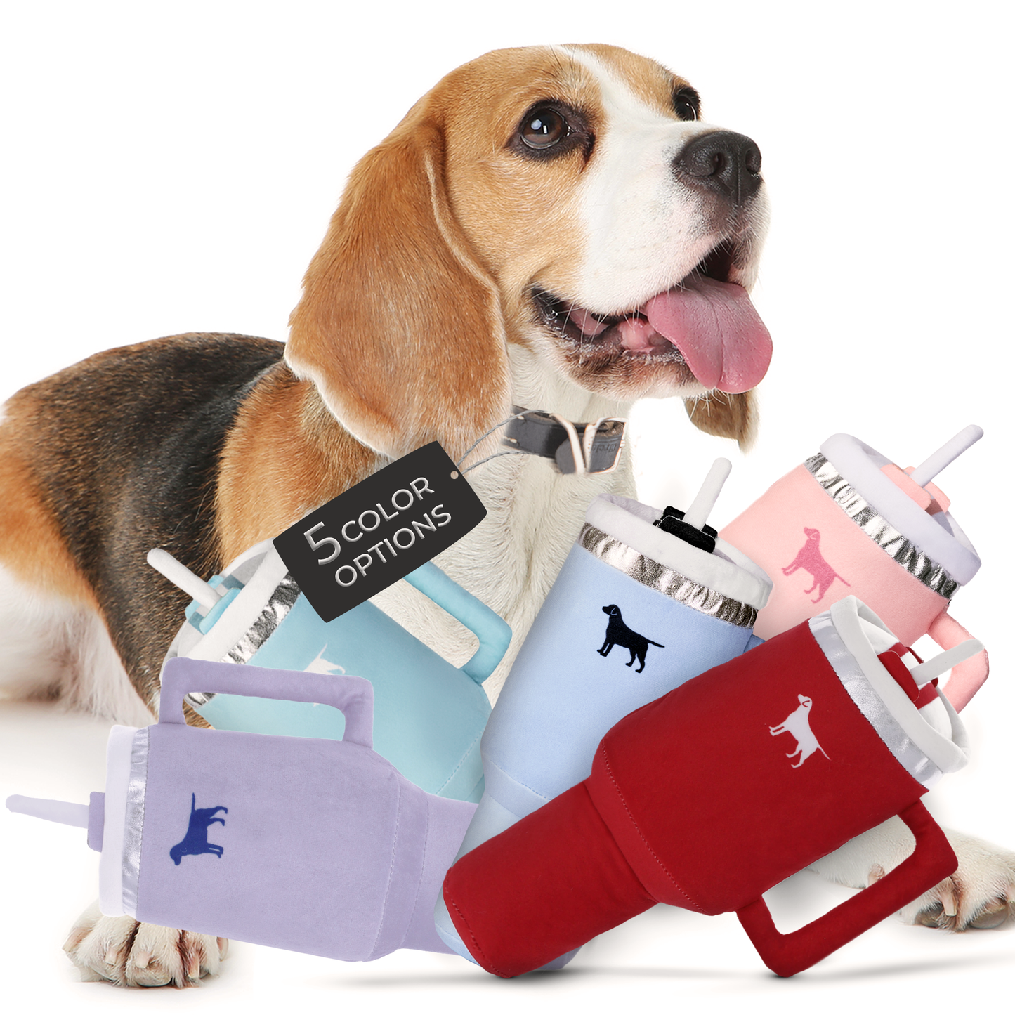 PUPROAR Pup Cup Dog Toy | Cute Squeaky Plush Tumbler Dog Toy