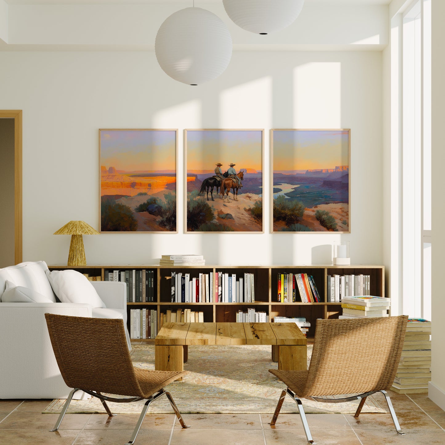 Evening Ride – Cowboy Sunset Triptych