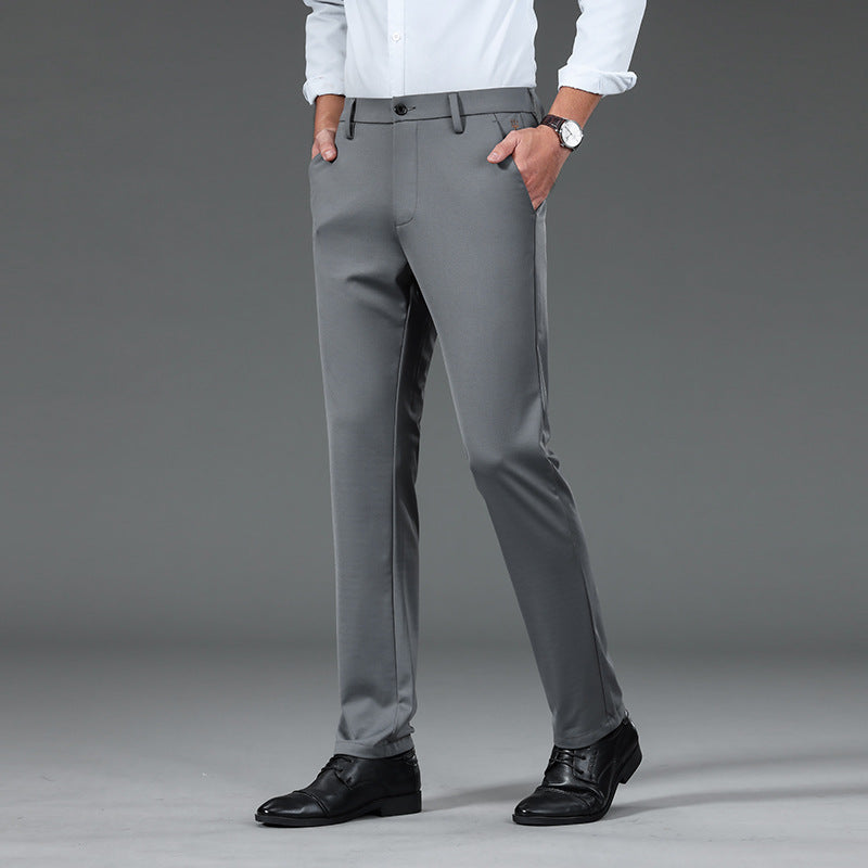 Mens Slim-fit Ice-silk Casual Pants