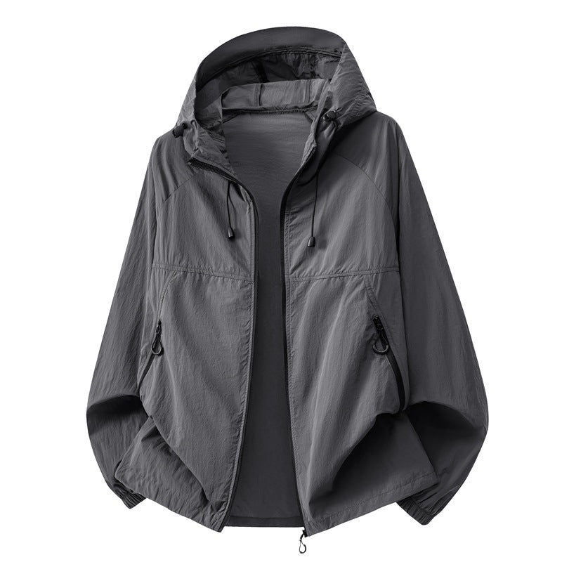 Mens Summer Hooded Sun-Protective Lightweight Jacket