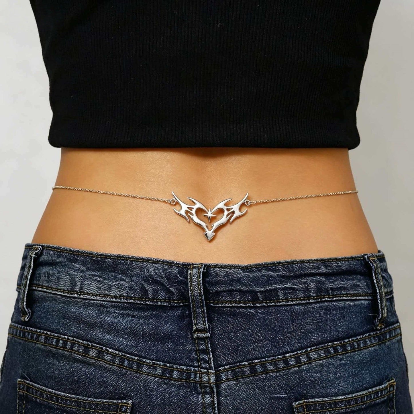 Elegant And Sexy Zircon Heart-Shape Wing Waist Chain