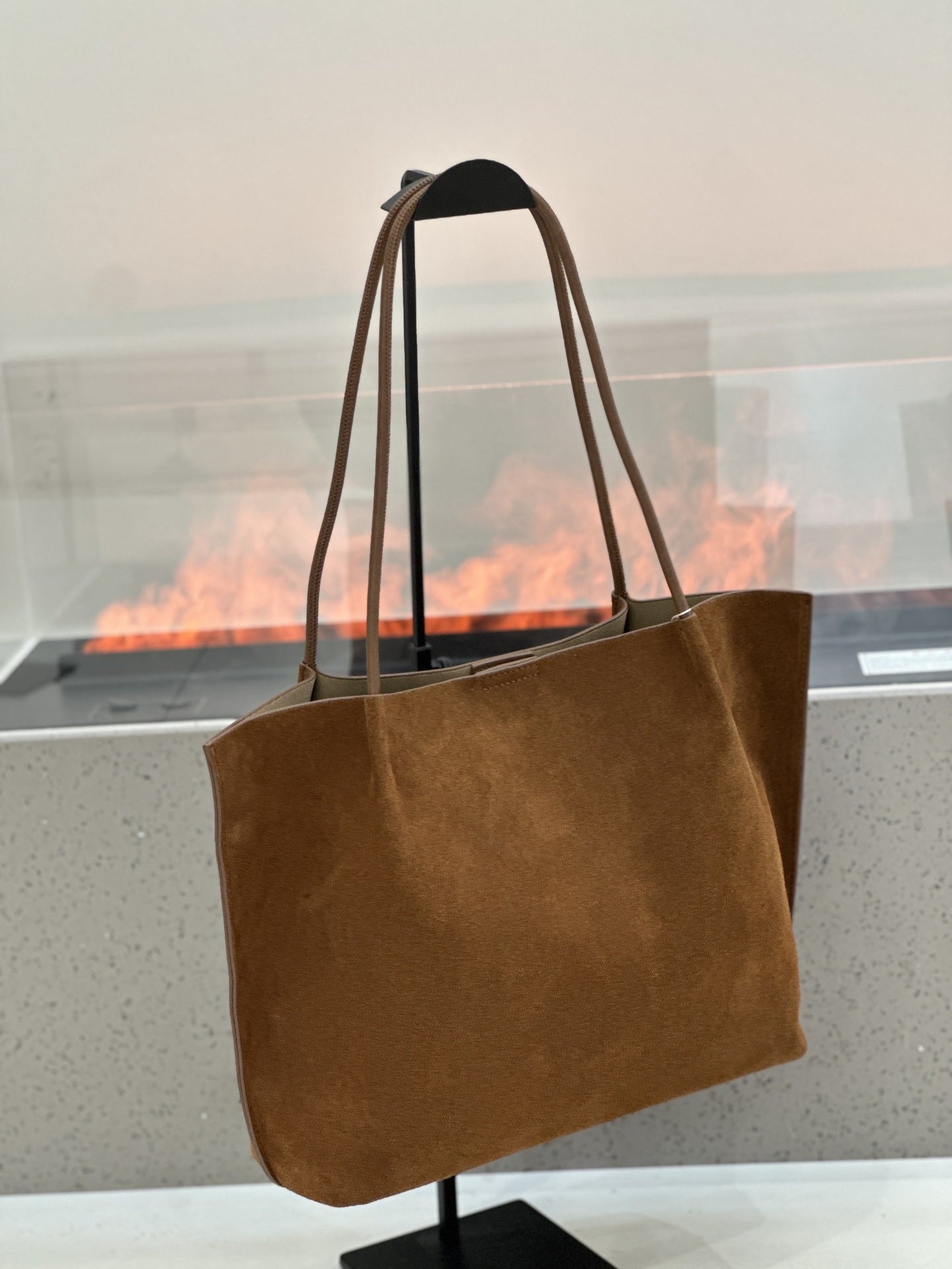 Custom Fall-Winter Minimalist Matte Leather Tote Bag, Large Capacity Genuine Leather Women S Bag, Commuter Handbag With Shoulder Strap And Inner Bag