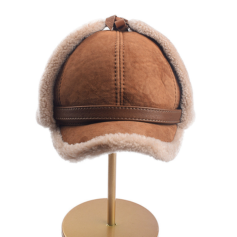 Mens And Womens Winter Sheepskin Wool Hat For Seniors And Middle-aged Adults