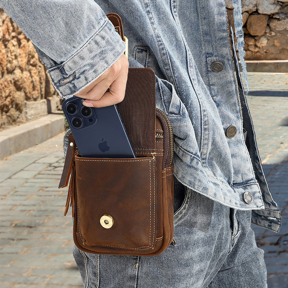 Genuine Leather Mens Cowhide Durable Work Belt-Powered Bag