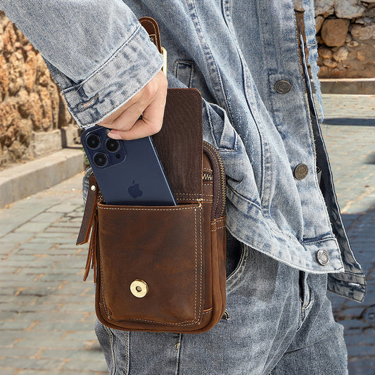 Genuine Leather Mens Cowhide Durable Work Belt-Powered Bag