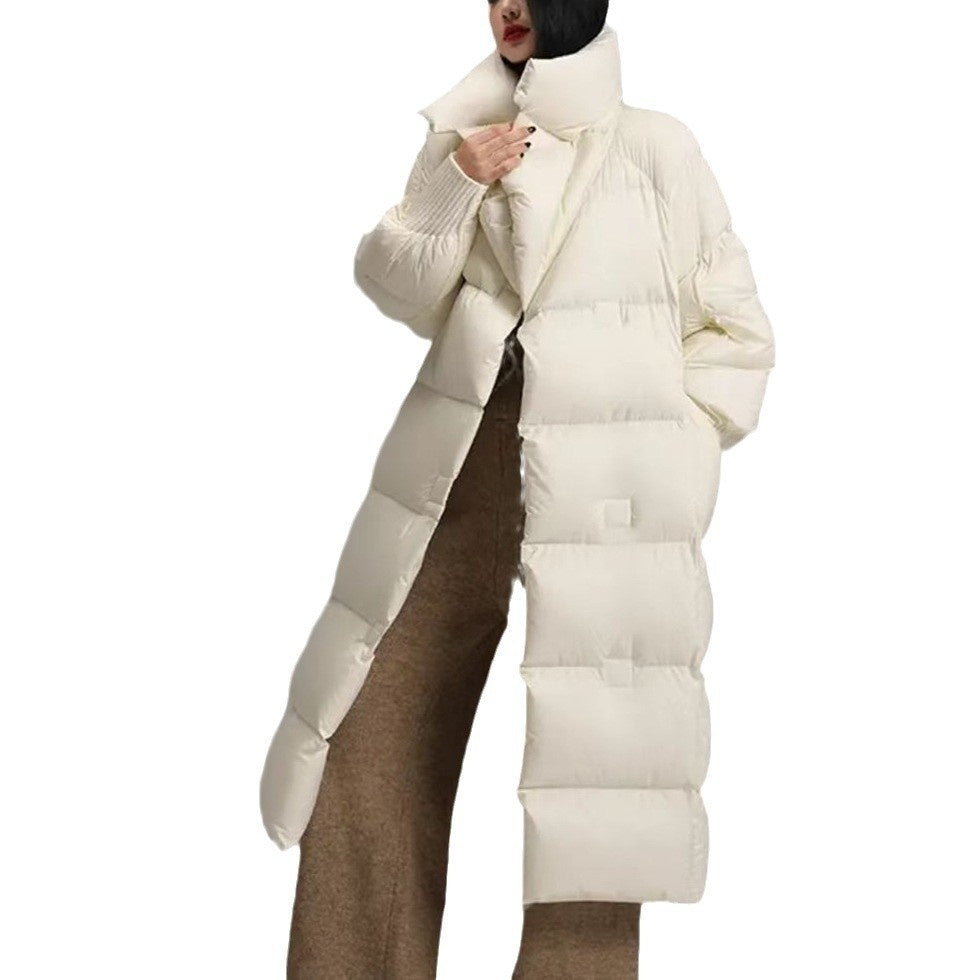 Womens New Winter Mid-Length Over-the-Knee Loose Coat