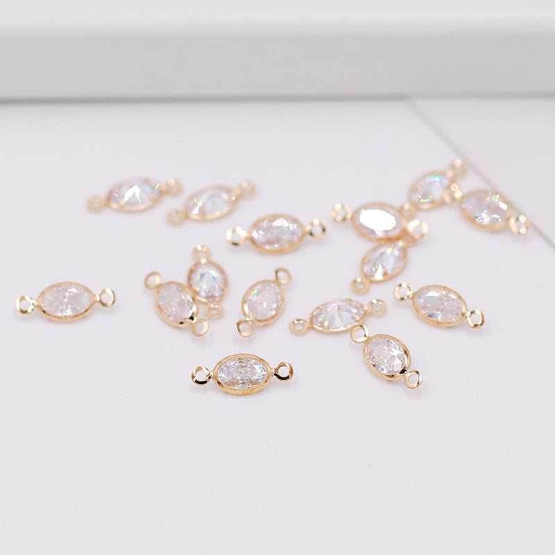 Geometric Zircon Bezel Set Pendant - Gold Plated Color Retention Charm for DIY Earring Jewelry Making Accessories