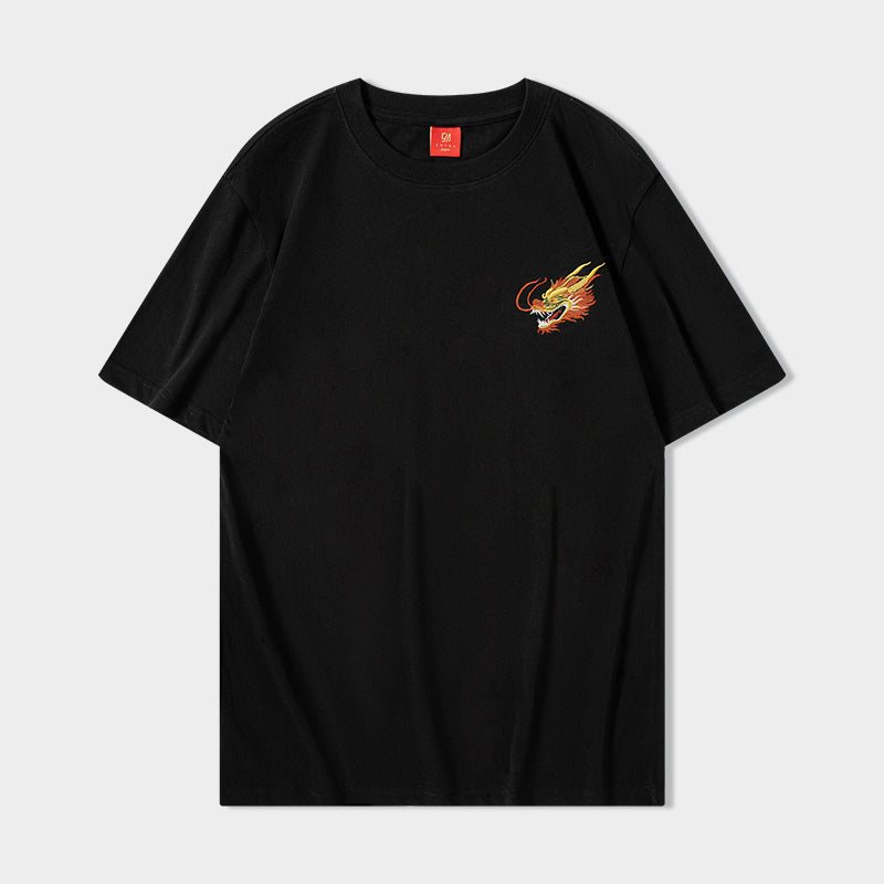 KH866 Golden Dragon Besticktes T-Shirt