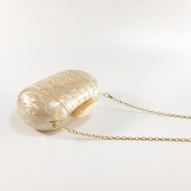 Women's Oval Acrylic Solid Color Pearly Evening Bag