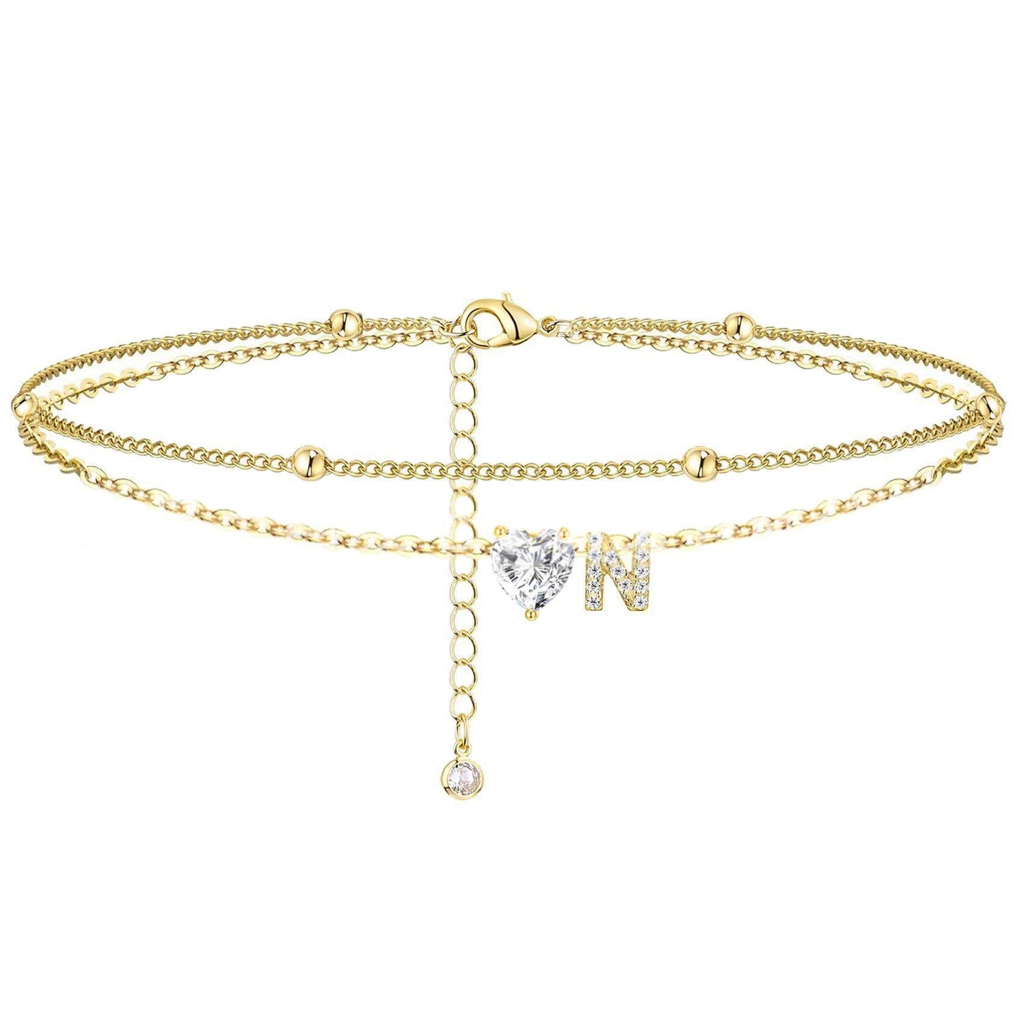 Womens Adjustable Delicate Versatile Double-layer Anklet Set