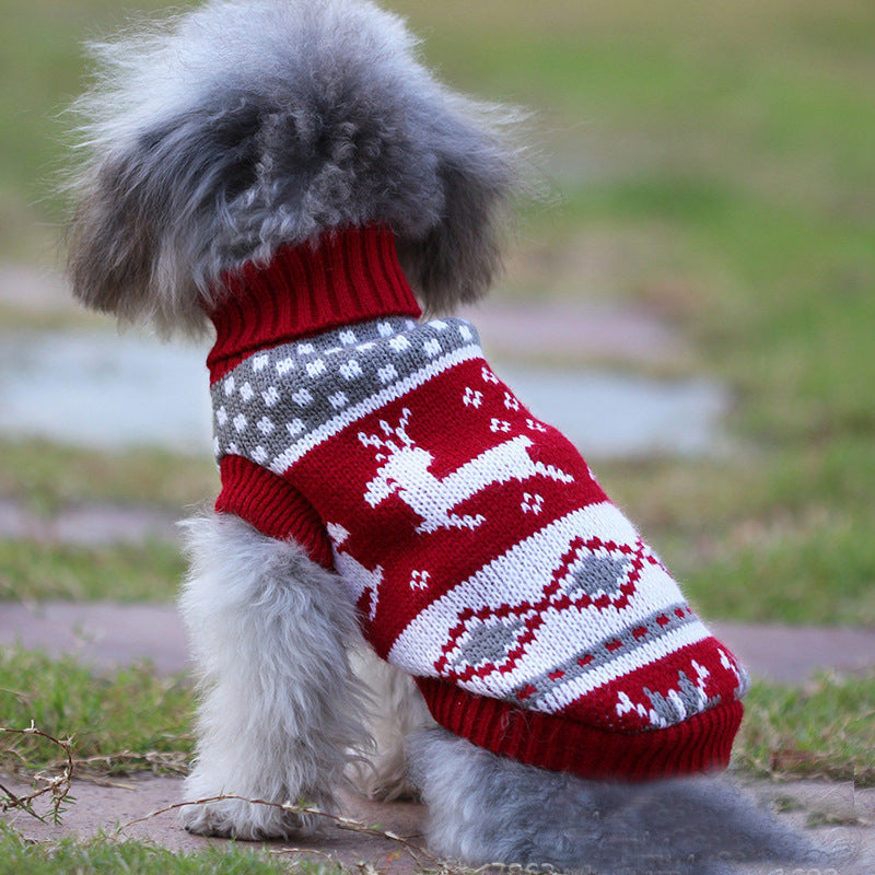 Christmas Turtleneck Knitting Sweater Dog Clothing