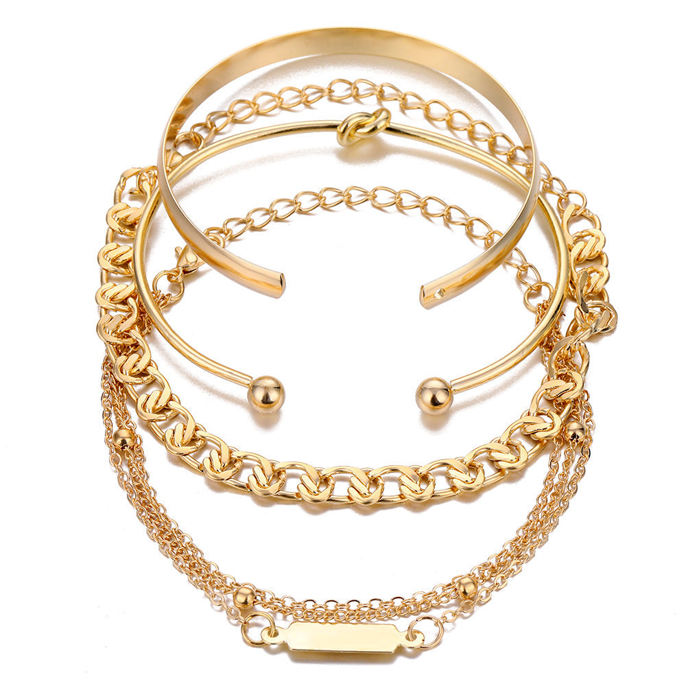 Alloy Chain And Round-ring Bracelet Set