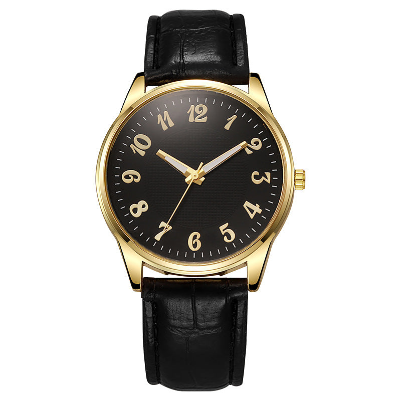 Quartz Mens Business-style Alloy Luminous Luxury Wristwatch With A Leather-band Feel