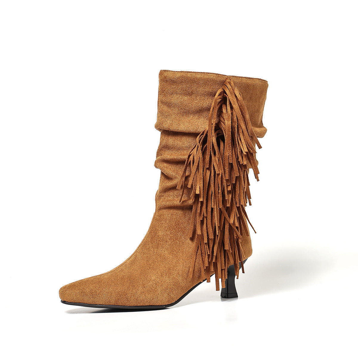 European And American-style Fringed Mid-calf Boots