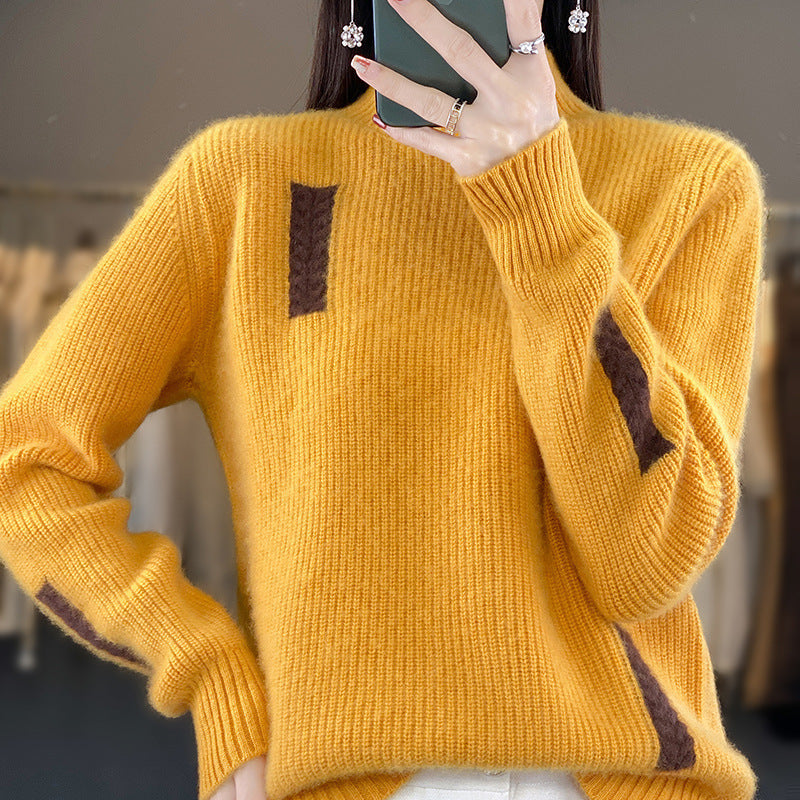Women's Fashion High Collar Knitted Sweater