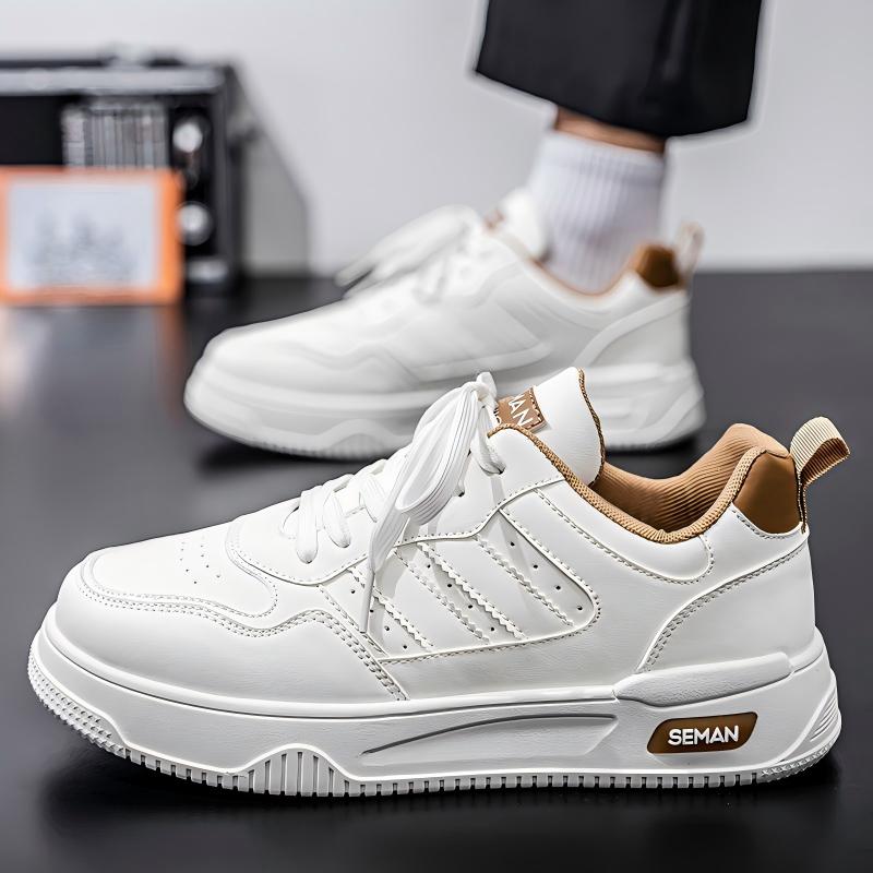 New Breathable White Platform Sneakers, Versatile Trendy Casual White Shoes For Students