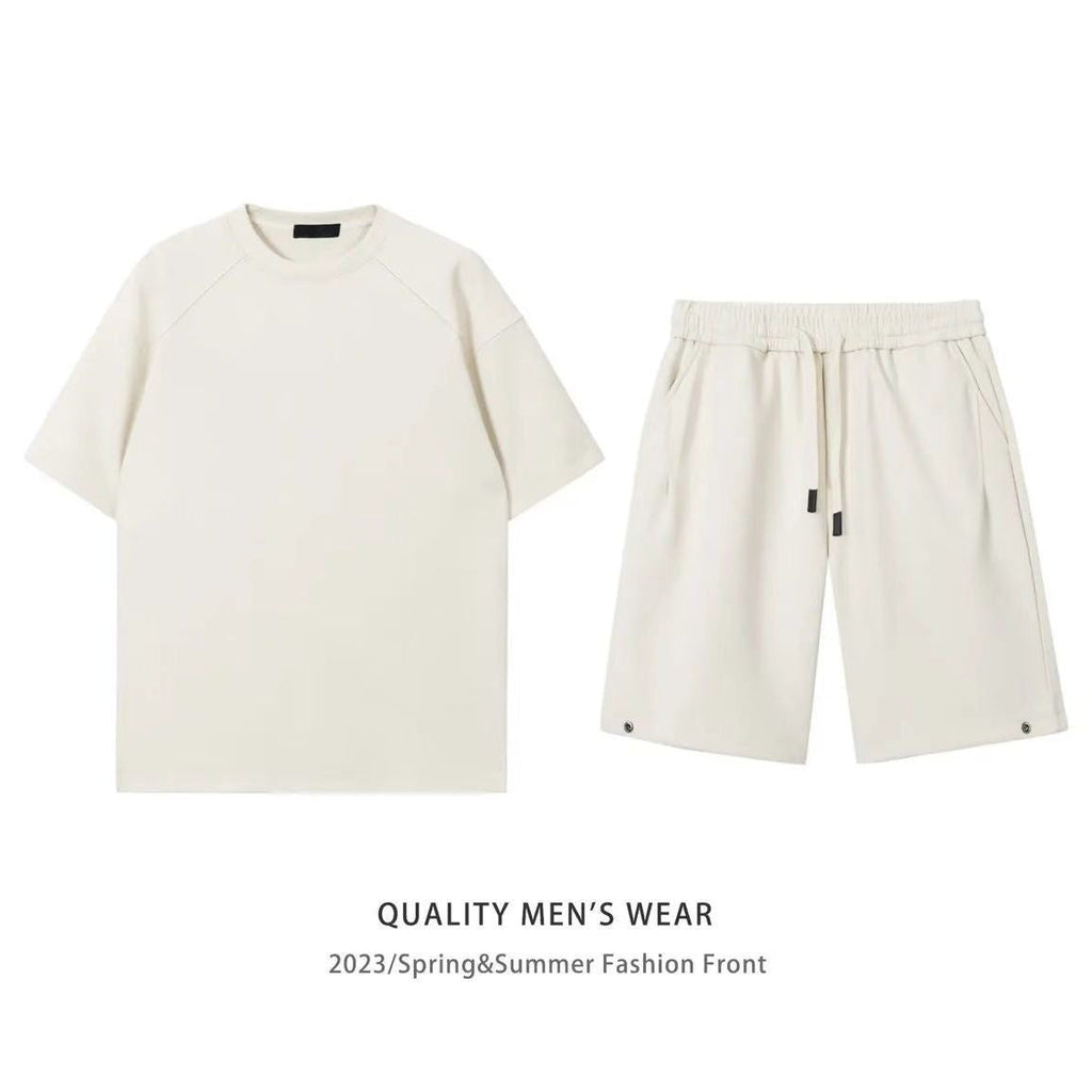 Simple Loose Couple Style Short-sleeved Shorts Two-piece Suit