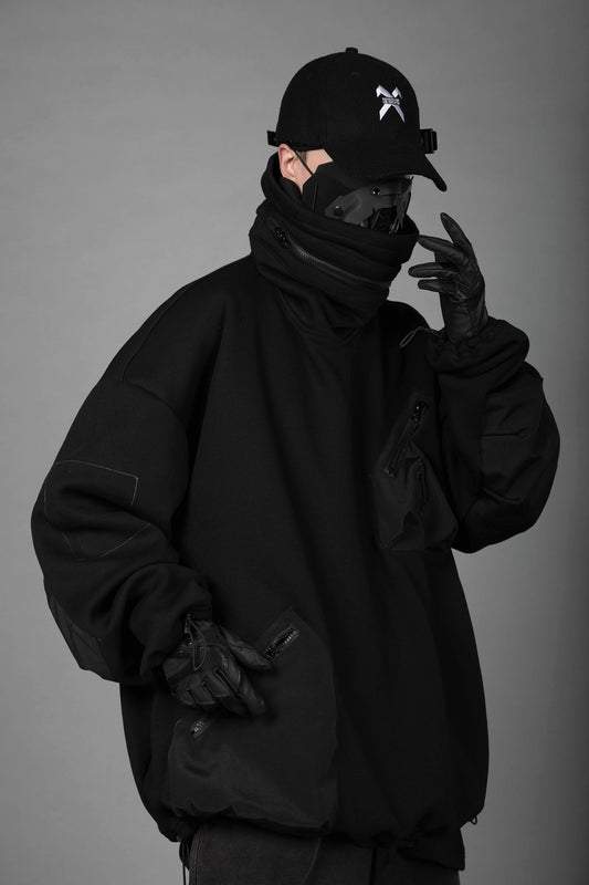 Sweat à capuche utilitaire noir HiH33
