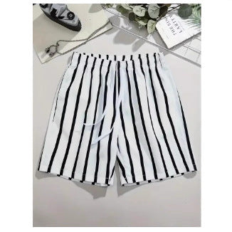 Hawaiian Beach Board Shorts For Men 3D Striped Design