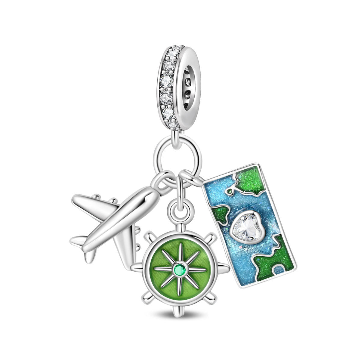Airplane Suitcase World Travel DIY Bead Pendant Jewelry Accessory