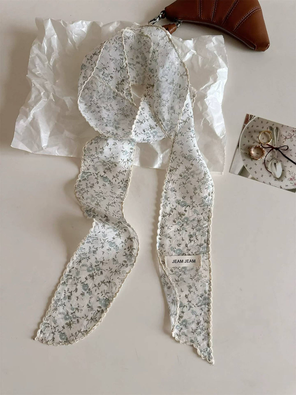 Korean-style Retro Floral Long Silk Scarf
