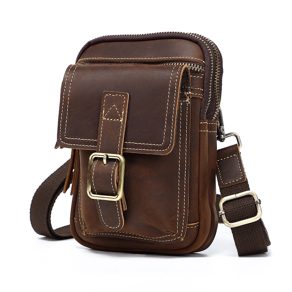 Genuine Leather Mens Cowhide Durable Work Belt-Powered Bag