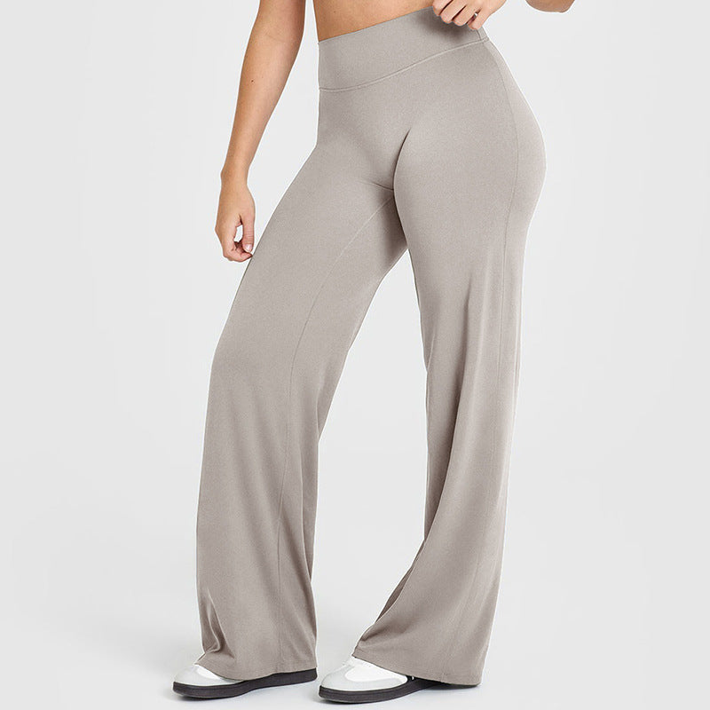 Loose Straight-leg Yoga Pants That Create A Slimming High-waisted Look