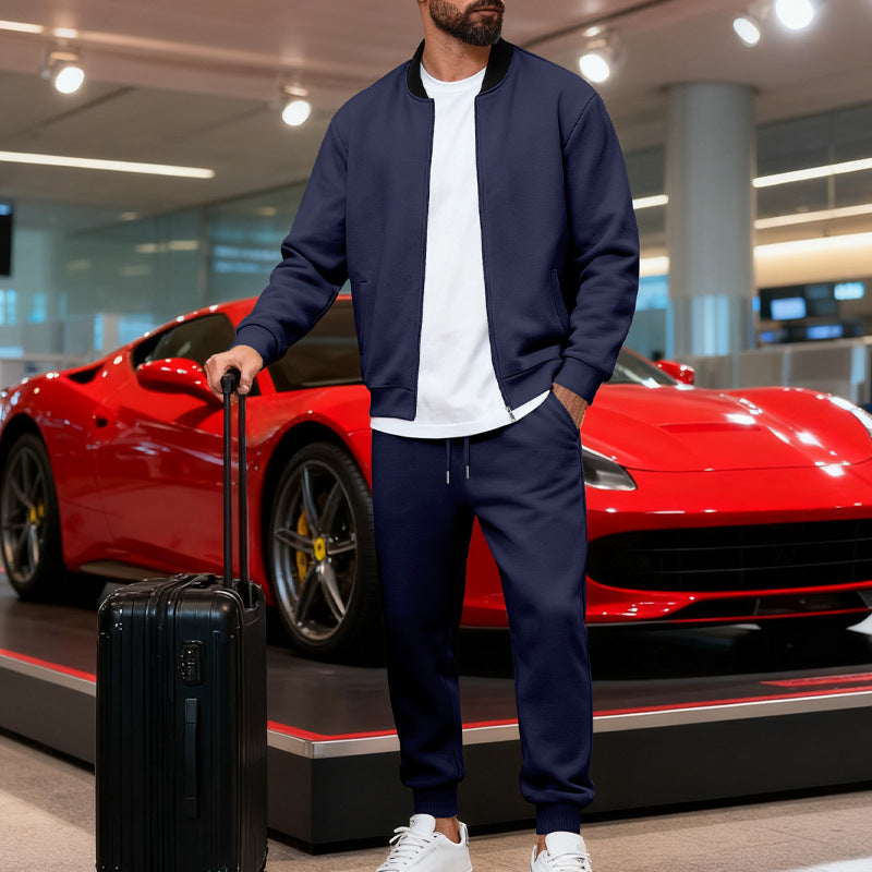 Mens Yolk-zip Baseball Jacket And Sportswear Set