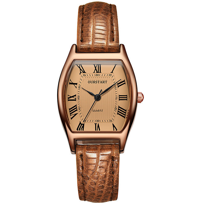 Cross border Live Stream Barrel Shaped Belt Quartz Watch Womens Watch