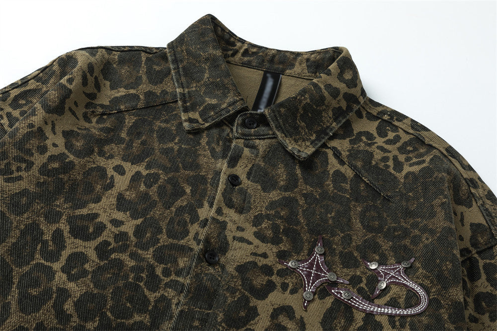 Fashion Polo Collar Casual Loose Distressed Shirt