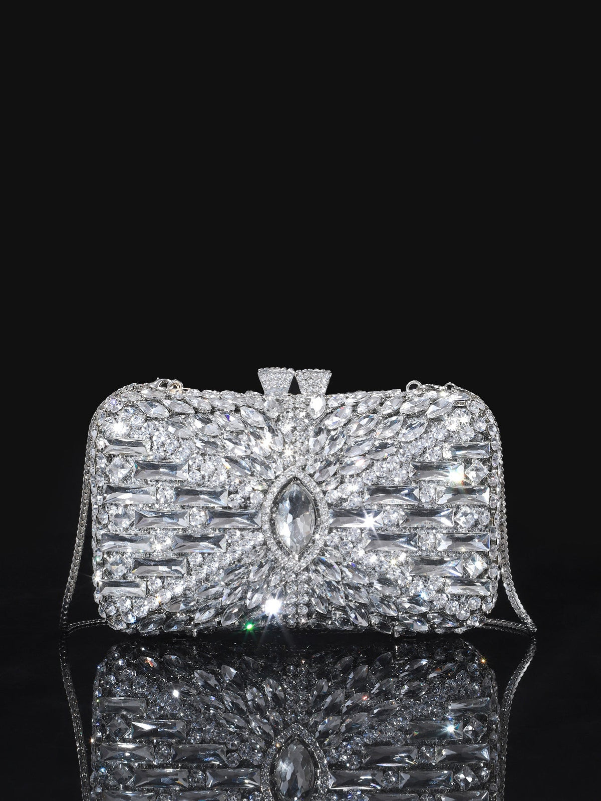 High-end Luxurious Heavy-Embroidered Shiny Champagne Bottle Rhinestone Evening Bag
