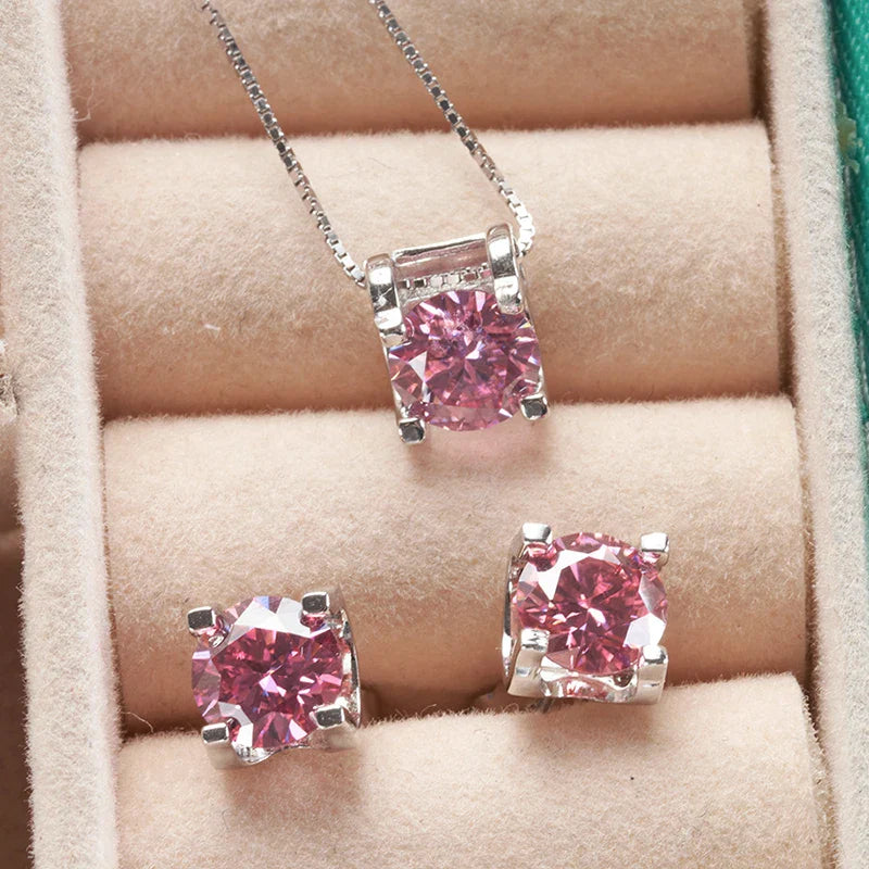 3 Karat D-Farbe Moissanit Halskette & Ohrringe Set Sterlingsilber 925 Brautgeschenk