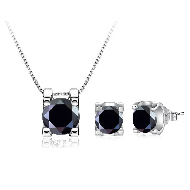 3 Karat D-Farbe Moissanit Halskette & Ohrringe Set Sterlingsilber 925 Brautgeschenk