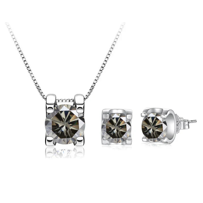 3 Karat D-Farbe Moissanit Halskette & Ohrringe Set Sterlingsilber 925 Brautgeschenk