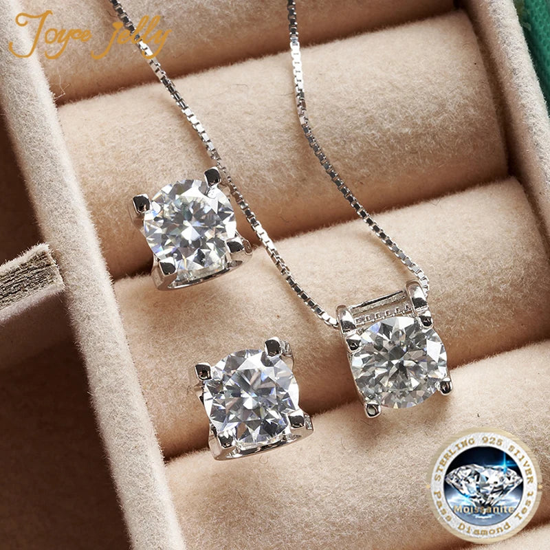 3 Karat D-Farbe Moissanit Halskette & Ohrringe Set Sterlingsilber 925 Brautgeschenk
