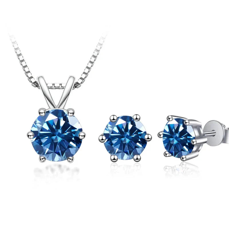 3Ct Moissanit Halskette Ohrringe Set 925 Sterling Silber GRA Zertifikat Hochzeit