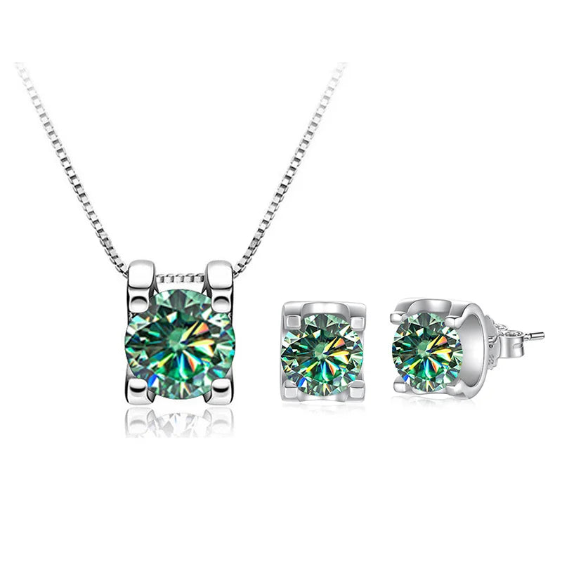 3 Karat D-Farbe Moissanit Halskette & Ohrringe Set Sterlingsilber 925 Brautgeschenk