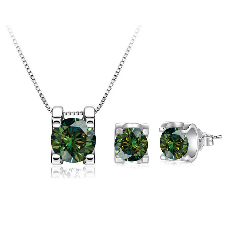 3 Karat D-Farbe Moissanit Halskette & Ohrringe Set Sterlingsilber 925 Brautgeschenk