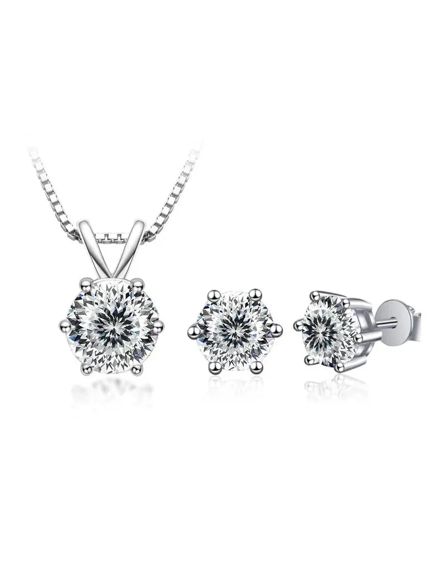 3Ct Moissanit Halskette Ohrringe Set 925 Sterling Silber GRA Zertifikat Hochzeit