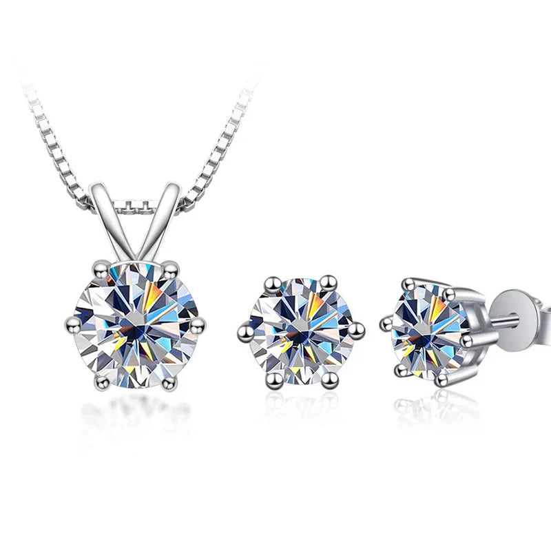 3Ct Moissanit Halskette Ohrringe Set 925 Sterling Silber GRA Zertifikat Hochzeit
